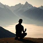 **

A person kneeling in prayer, bathed in soft light representing faith, with a challenging mountain range silhouetted in the background. The overall mood is hopeful despite the apparent difficulty, with subtle hints of divine guidance. Keywords: prayer, faith, hope, mountains, guidance.

**